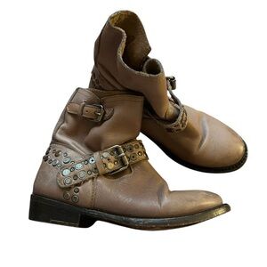 Ash Brown Boots with studded detail, size 38